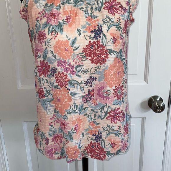 LOFT floral print high neck sleeveless blouse size S - Picture 3 of 12